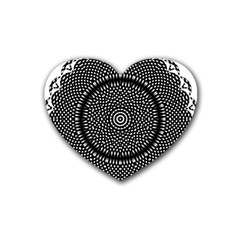 Black Lace Kaleidoscope On White Rubber Coaster (heart)  by Amaryn4rt