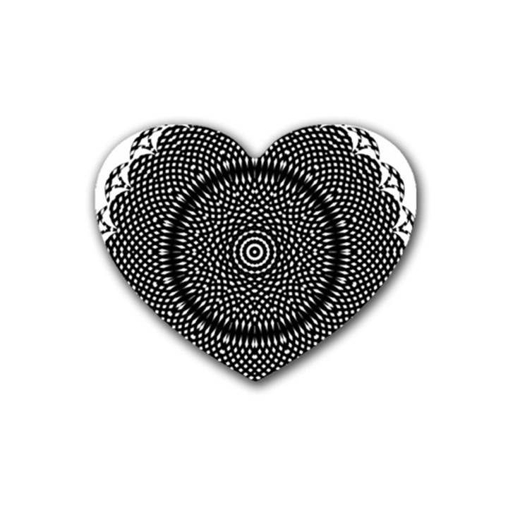 Black Lace Kaleidoscope On White Rubber Coaster (Heart) 