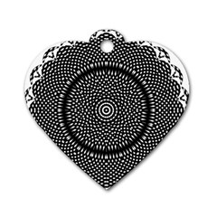 Black Lace Kaleidoscope On White Dog Tag Heart (One Side)