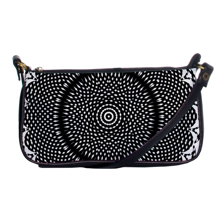 Black Lace Kaleidoscope On White Shoulder Clutch Bags