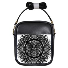 Black Lace Kaleidoscope On White Girls Sling Bags by Amaryn4rt