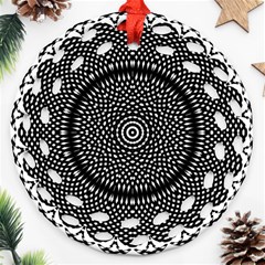 Black Lace Kaleidoscope On White Ornament (round Filigree) by Amaryn4rt