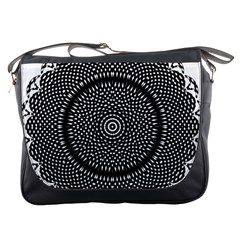 Black Lace Kaleidoscope On White Messenger Bags by Amaryn4rt