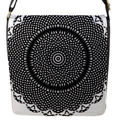 Black Lace Kaleidoscope On White Flap Messenger Bag (S)