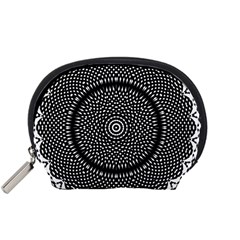 Black Lace Kaleidoscope On White Accessory Pouches (Small) 