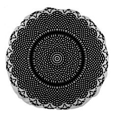 Black Lace Kaleidoscope On White Large 18  Premium Flano Round Cushions