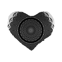 Black Lace Kaleidoscope On White Standard 16  Premium Flano Heart Shape Cushions by Amaryn4rt