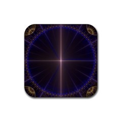 Color Fractal Symmetric Blue Circle Rubber Coaster (square)  by Amaryn4rt