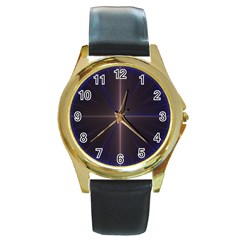 Color Fractal Symmetric Blue Circle Round Gold Metal Watch by Amaryn4rt