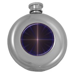 Color Fractal Symmetric Blue Circle Round Hip Flask (5 Oz) by Amaryn4rt