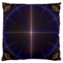 Color Fractal Symmetric Blue Circle Large Flano Cushion Case (one Side) by Amaryn4rt