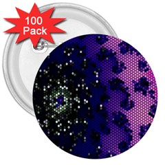 Blue Digital Fractal 3  Buttons (100 Pack)  by Amaryn4rt