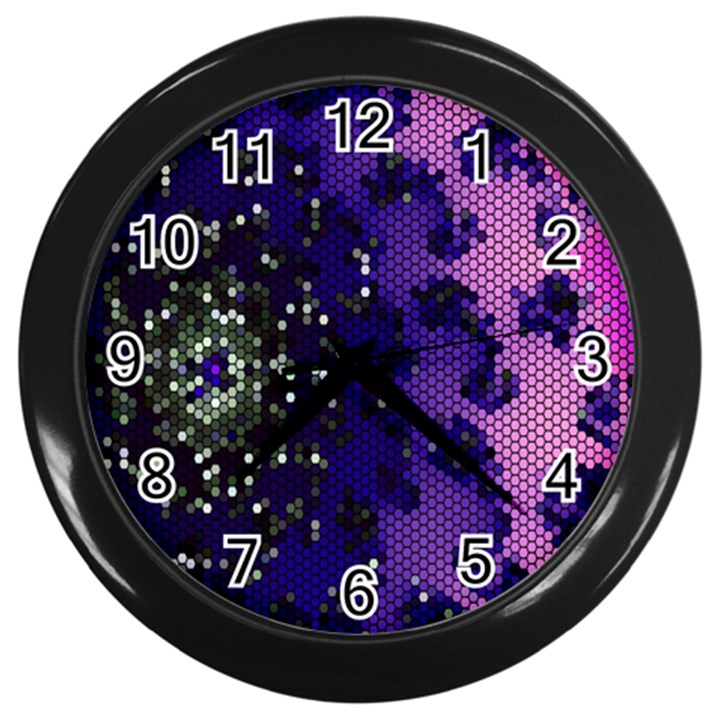 Blue Digital Fractal Wall Clocks (Black)