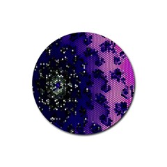 Blue Digital Fractal Rubber Round Coaster (4 Pack)  by Amaryn4rt