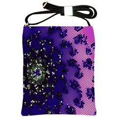 Blue Digital Fractal Shoulder Sling Bags by Amaryn4rt