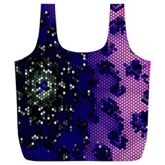 Blue Digital Fractal Full Print Recycle Bags (l)  by Amaryn4rt