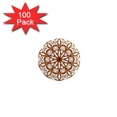 Golden Filigree Flake On White 1  Mini Magnets (100 Pack)  by Amaryn4rt