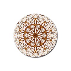 Golden Filigree Flake On White Rubber Coaster (round)  by Amaryn4rt