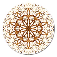 Golden Filigree Flake On White Magnet 5  (round) by Amaryn4rt