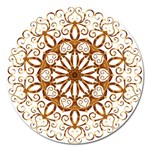 Golden Filigree Flake On White Magnet 5  (Round) Front