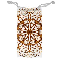 Golden Filigree Flake On White Jewelry Bag by Amaryn4rt