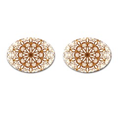 Golden Filigree Flake On White Cufflinks (oval) by Amaryn4rt