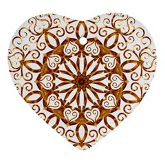 Golden Filigree Flake On White Heart Ornament (two Sides) by Amaryn4rt