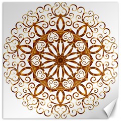 Golden Filigree Flake On White Canvas 16  X 16   by Amaryn4rt