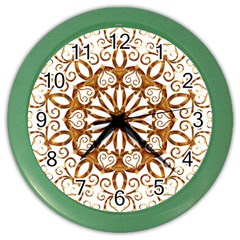 Golden Filigree Flake On White Color Wall Clocks by Amaryn4rt