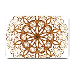 Golden Filigree Flake On White Small Doormat  by Amaryn4rt