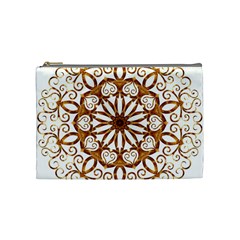 Golden Filigree Flake On White Cosmetic Bag (medium)  by Amaryn4rt