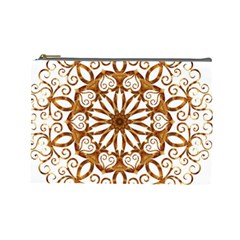 Golden Filigree Flake On White Cosmetic Bag (large)  by Amaryn4rt