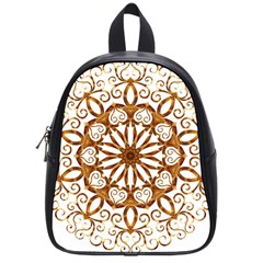 Golden Filigree Flake On White School Bags (small)  by Amaryn4rt