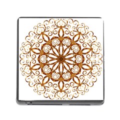 Golden Filigree Flake On White Memory Card Reader (square) by Amaryn4rt