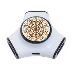 Golden Filigree Flake On White 3-port Usb Hub by Amaryn4rt