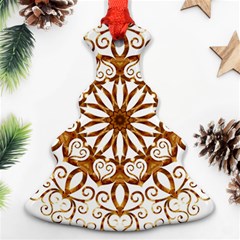 Golden Filigree Flake On White Christmas Tree Ornament (two Sides) by Amaryn4rt