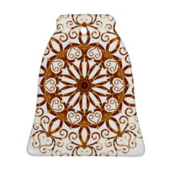 Golden Filigree Flake On White Bell Ornament (two Sides) by Amaryn4rt