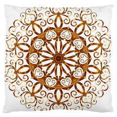 Golden Filigree Flake On White Large Cushion Case (one Side) by Amaryn4rt