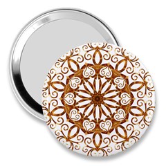 Golden Filigree Flake On White 3  Handbag Mirrors by Amaryn4rt