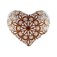 Golden Filigree Flake On White Standard 16  Premium Heart Shape Cushions by Amaryn4rt