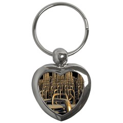 Fractal Image Of Copper Pipes Key Chains (heart)  by Amaryn4rt