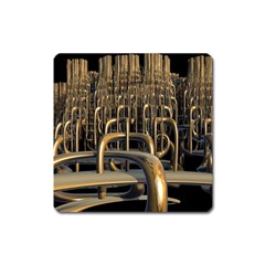 Fractal Image Of Copper Pipes Square Magnet by Amaryn4rt