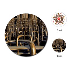 Fractal Image Of Copper Pipes Playing Cards (round)  by Amaryn4rt