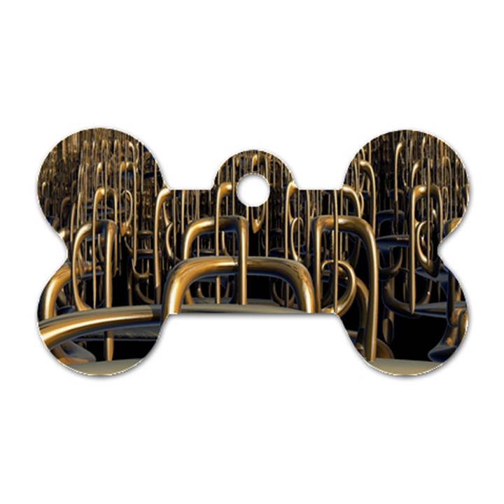 Fractal Image Of Copper Pipes Dog Tag Bone (Two Sides)