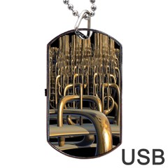 Fractal Image Of Copper Pipes Dog Tag Usb Flash (one Side) by Amaryn4rt