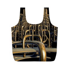 Fractal Image Of Copper Pipes Full Print Recycle Bags (m)  by Amaryn4rt