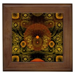 Fractal Yellow Design On Black Framed Tiles by Amaryn4rt