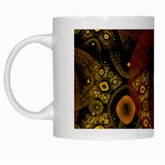 Fractal Yellow Design On Black White Mugs by Amaryn4rt