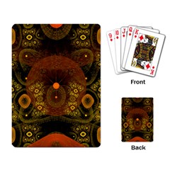 Fractal Yellow Design On Black Playing Card