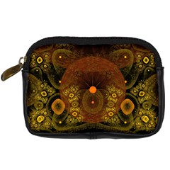 Fractal Yellow Design On Black Digital Camera Cases by Amaryn4rt